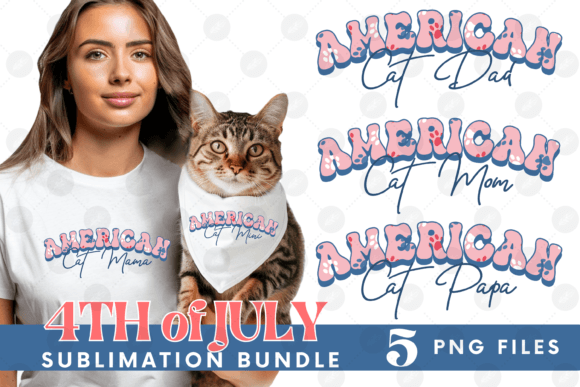 American 4th of July Cat Mama Embroidery Bundle