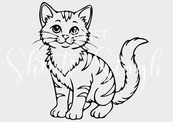 Cat Kitten Vector Outline for Embroidery
