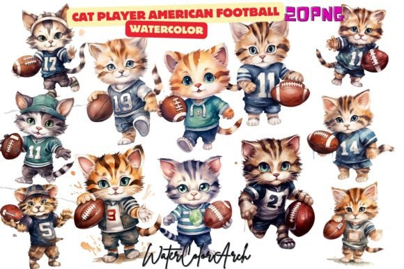 Cat Player American Football Embroidery Design