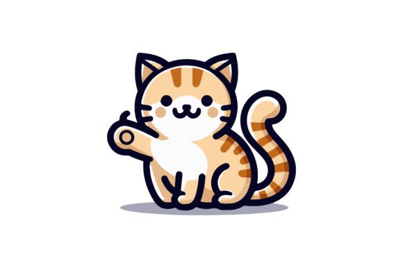 Creative Cute Cat Icon Line Art Vector