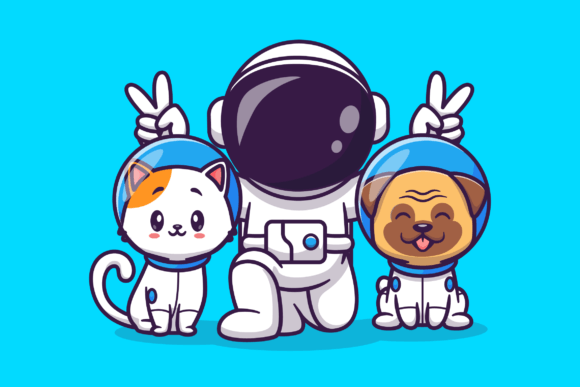 Cute Astronaut with Cat and Pug Dog Embroidery Review