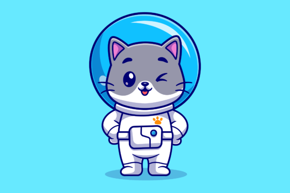 Cute Cat Astronaut Standing Cartoon Review