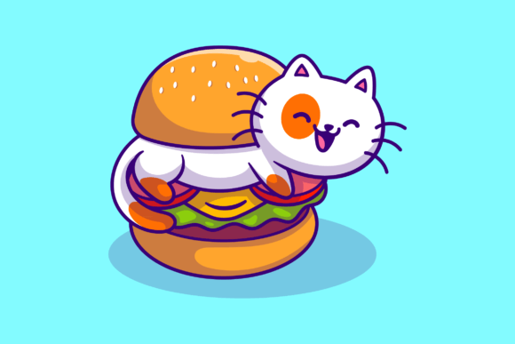 Cute Cat Burger Cartoon Illustration Review