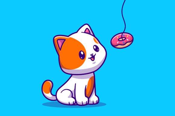Cute Cat Eating Donut Cartoon Review