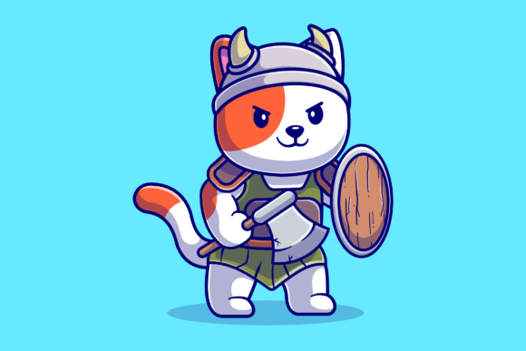 Cute Cat Knight Viking Cartoon Review