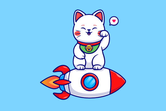 Cute Cat Maneki Neko on Rocket Cartoon Review