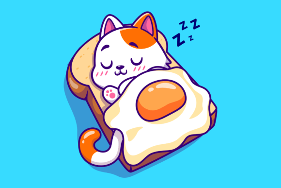 Cute Cat Sleeping on Bread Embroidery Design