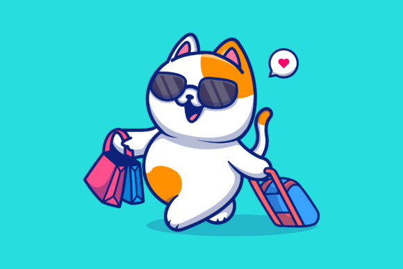 Cute Cat Traveling with Suitcase and Bag Embroidery Review