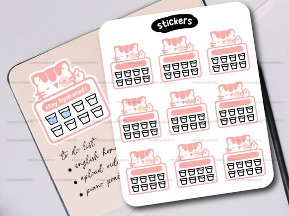 Cute Cat Water Intake Sticker Planner Review