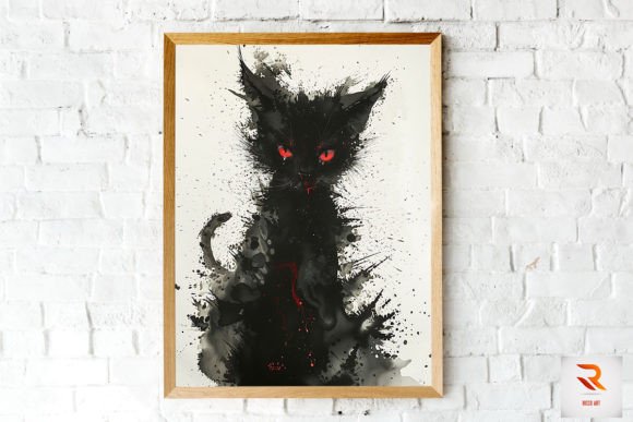 Fantasy Ghost Red Eye Black Cat Wall Art Review