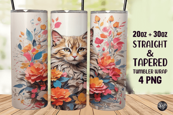 Flowers Cat Tumbler Wrap 20oz Skinny Review